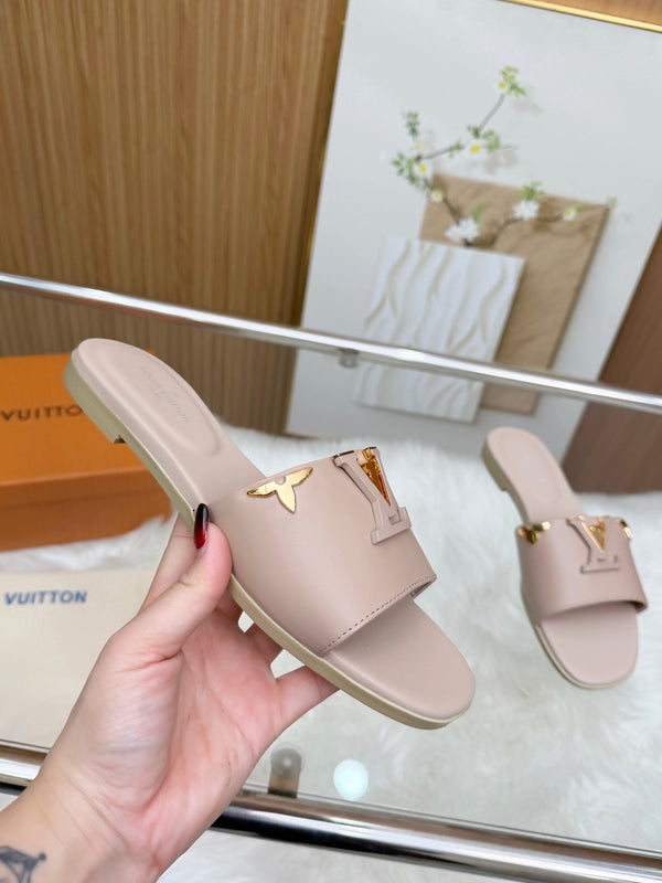 LV Mare Flat Mule Light Taupe Sheepskin