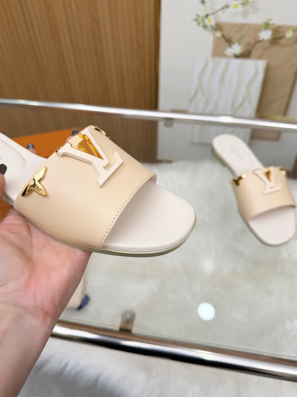 LV Mare Flat Mule Light Beige Sheepskin