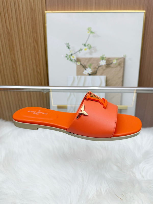 LV Mare Flat Mule Orange Sheepskin