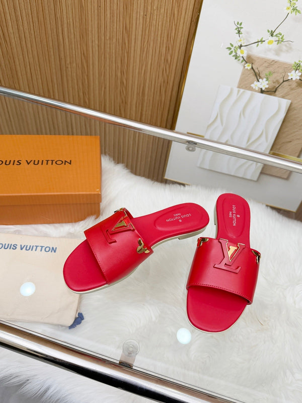 LV Mare Flat Mule Red Rose Sheepskin