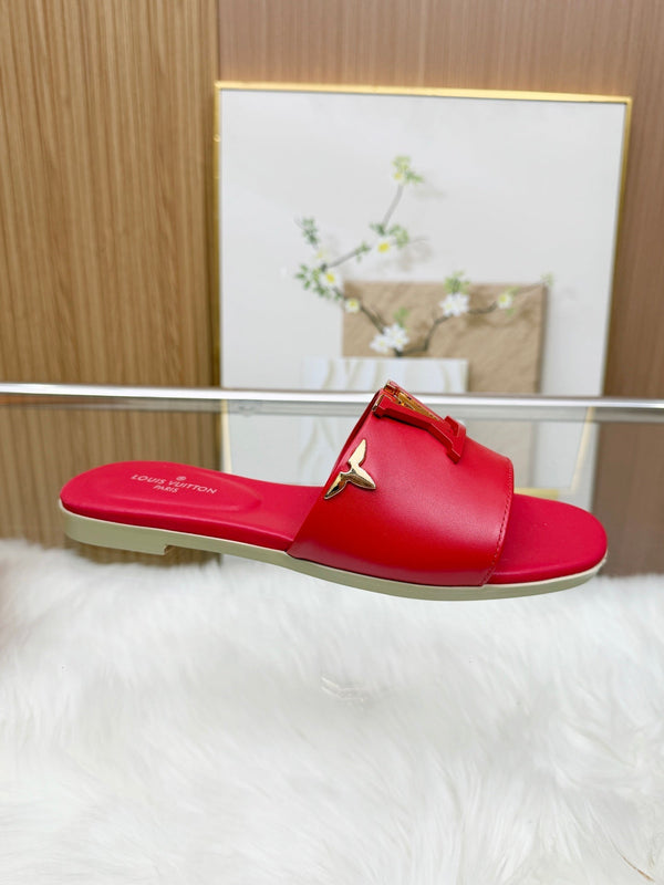 LV Mare Flat Mule Red Rose Sheepskin