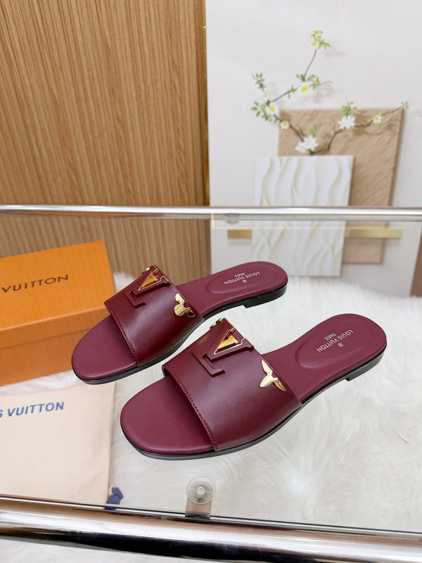 LV Mare Flat Mule Burgundy Sheepskin