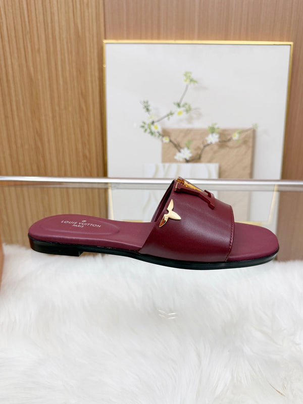 LV Mare Flat Mule Burgundy Sheepskin