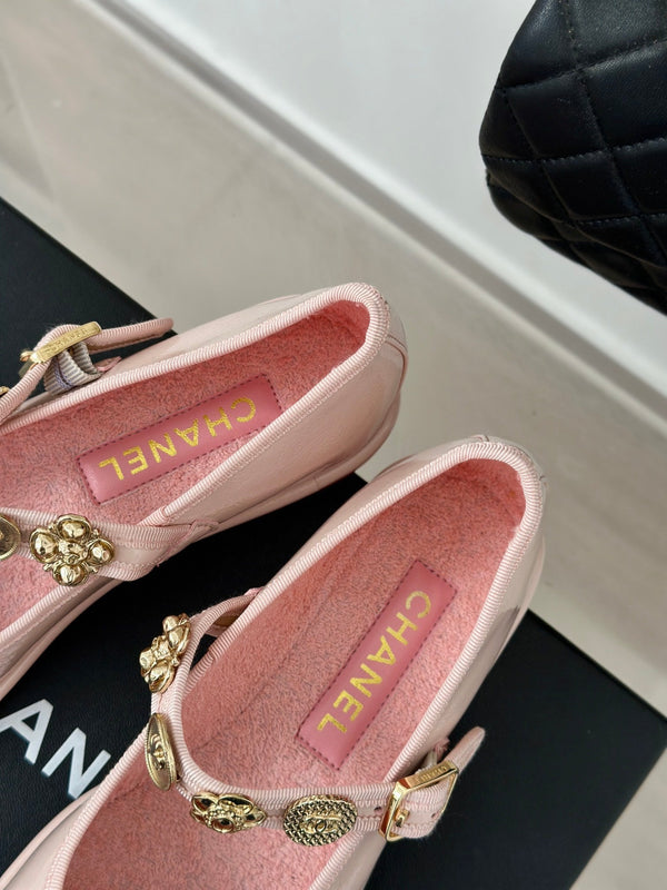 CC Mary Jane Glossy Pastel Pink Cowhide And Lambskin