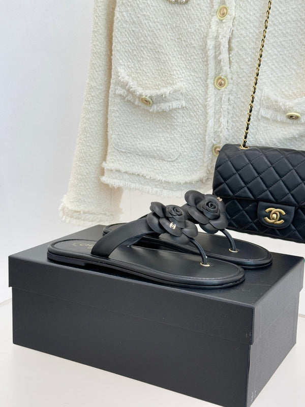 CC 26C Early Spring Camellia Slide Black Calfskin