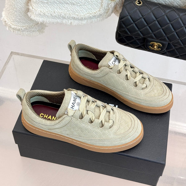 CC Casual Sports Shoes Taupe Diamond Pattern Suede 920477