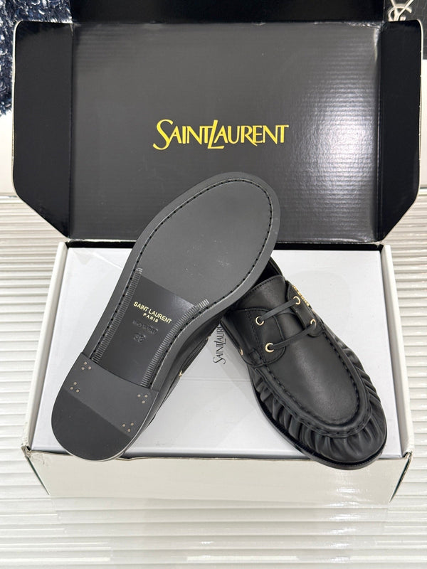 YSL 26s Le Bateau Loafer Black Calfskin 992283