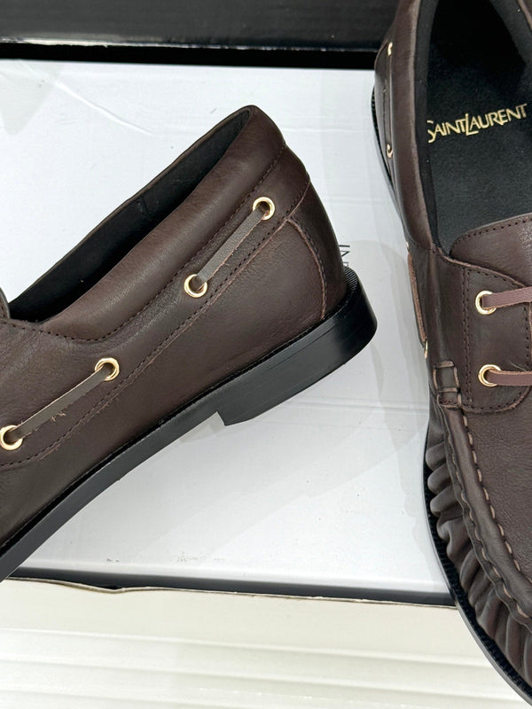 YSL 26s Le Bateau Loafer Dark Brown Calfskin 992284