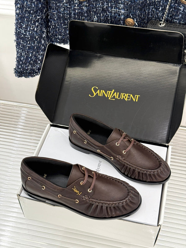 YSL 26s Le Bateau Loafer Dark Brown Calfskin 992284