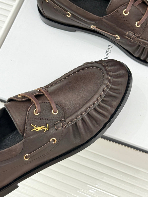 YSL 26s Le Bateau Loafer Dark Brown Calfskin 992284