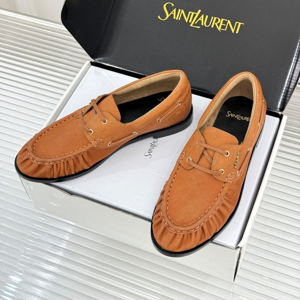 YSL 26s Le Bateau Loafer Tan Brown Cowhide 992285