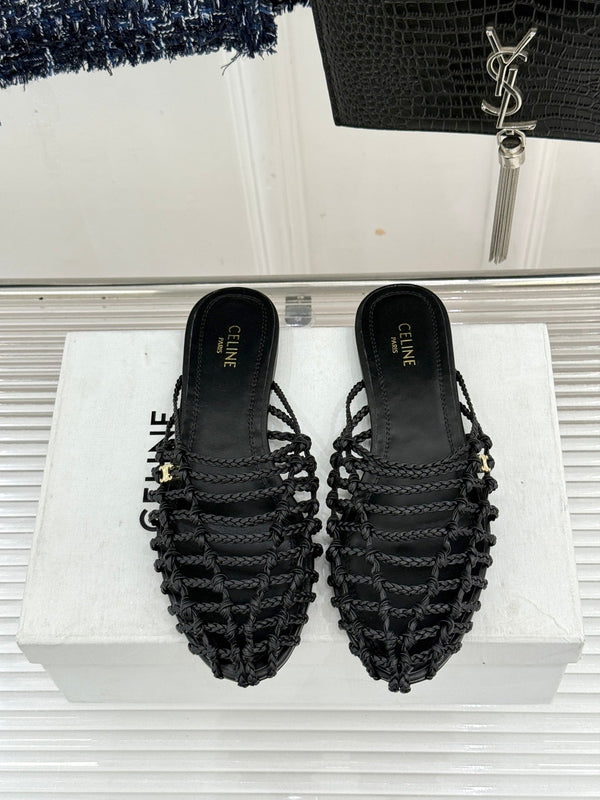 CE 26s Scoobie Braided Mules Black Lambskin 991451