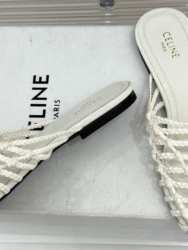 CE 26s Scoobie Braided Mules White Lambskin 991452