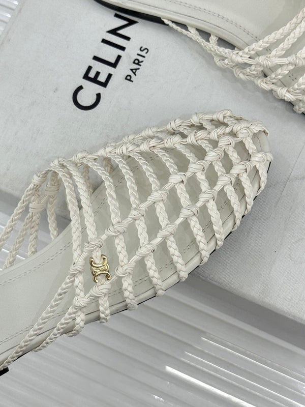 CE 26s Scoobie Braided Mules White Lambskin 991452