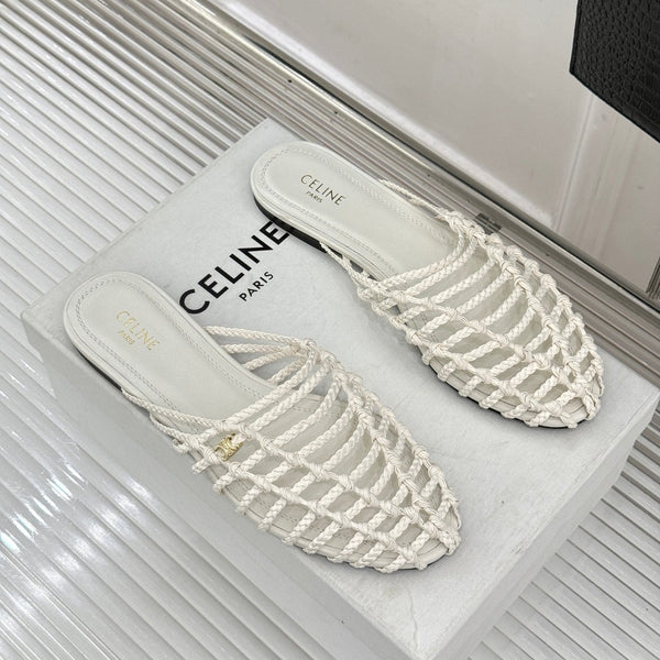 CE 26s Scoobie Braided Mules White Lambskin 991452