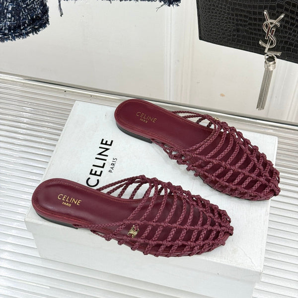 CE 26s Scoobie Braided Mules Burgundy Lambskin 991453