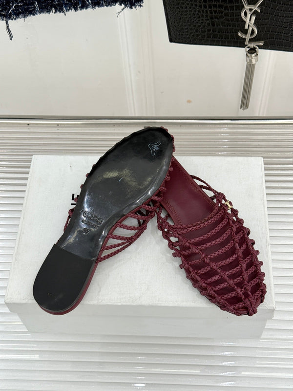 CE 26s Scoobie Braided Mules Burgundy Lambskin 991453