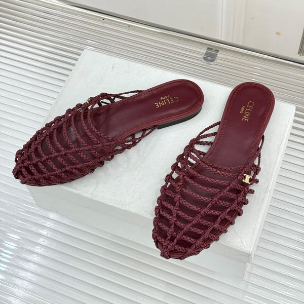 CE 26s Scoobie Braided Mules Burgundy Lambskin 991453