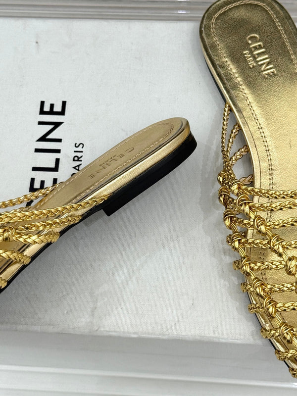 CE 26s Scoobie Braided Mules Gold Lambskin 991454