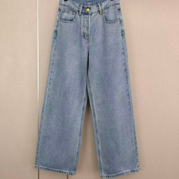 CC 26s Wide-Leg Pants Washed Blue Denim 407866