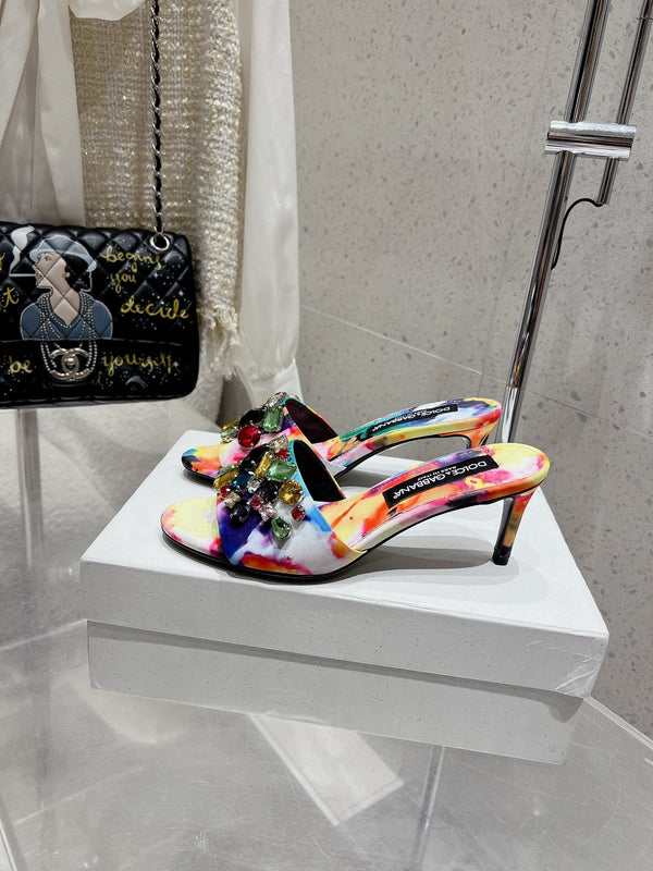 DC Keira Floral Mules 60mm Multicolor Brocade And Sheepskin 359517