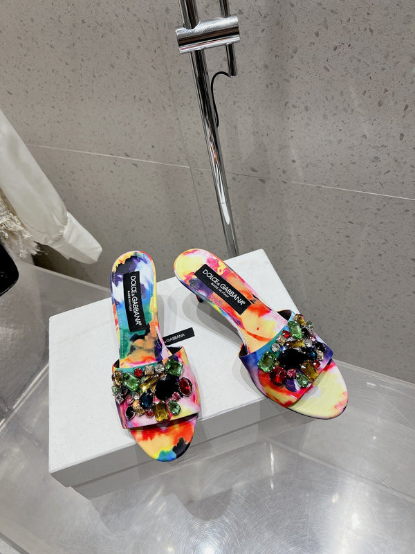 DC Keira Floral Mules 60mm Multicolor Brocade And Sheepskin 359517
