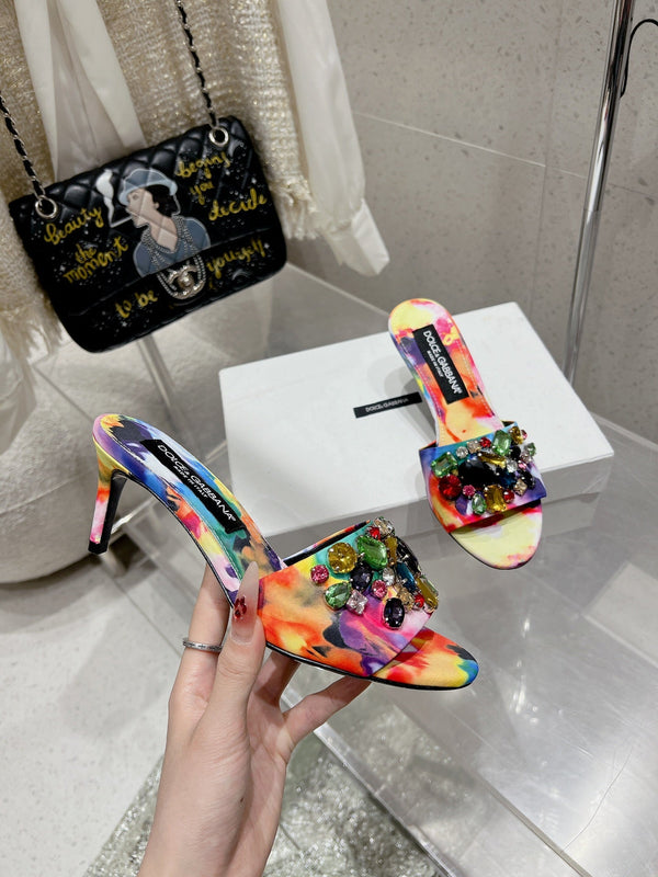 DC Keira Floral Mules 60mm Multicolor Brocade And Sheepskin 359517