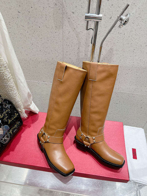 Valentino 2025 Biker High Boot Brown Calfskin 554164