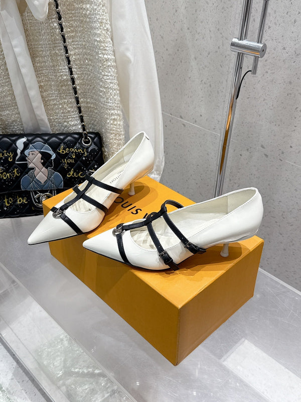 LV 6AM Slingback 4.5cm White Calfskin 610731