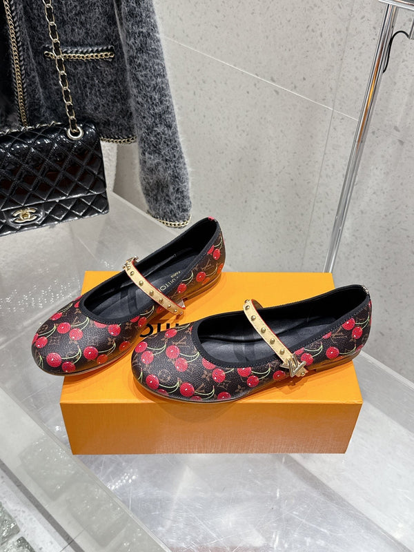 LV Romy Flat Cherry Brown Monogram Cowhide 610857