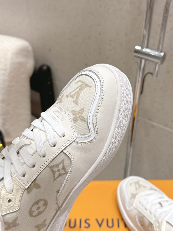 LV Stadium Sneaker White Cream Denim Cowhide 610789