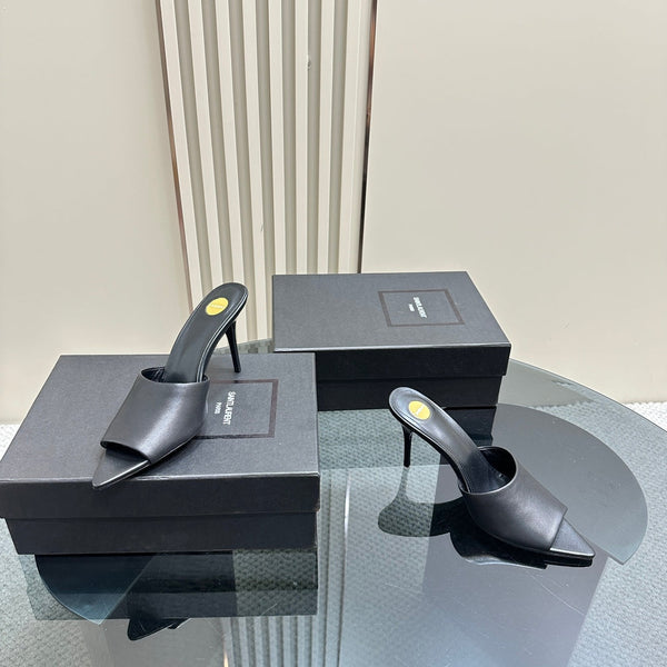 SL GOLDIE MULES BLACK CALFSKIN