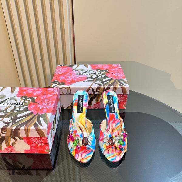 DC Rhinestones Keira Mules Muticolor Denim & Sheepskin 921015