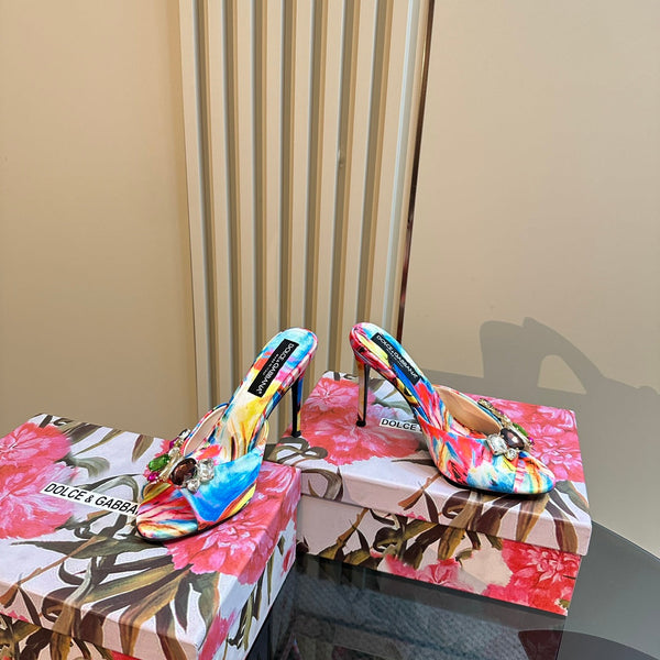DC Rhinestones Keira Mules Muticolor Denim & Sheepskin 921015