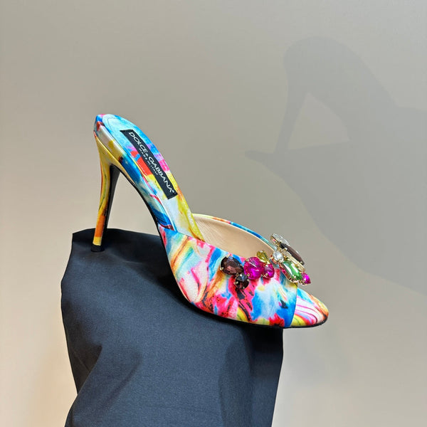 DC Rhinestones Keira Mules Muticolor Denim & Sheepskin 921015