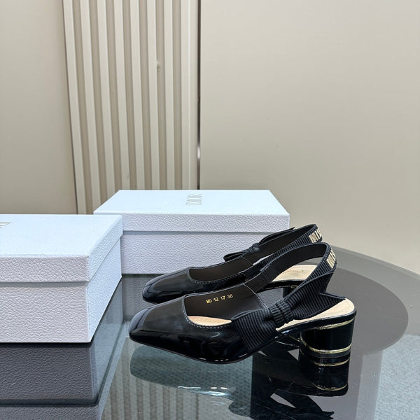 Miss Dior Paris Slingback Pump In Black Glossy Cowhide 998868