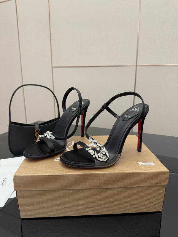 CL Diamond Sandals 10.5cm Black Silk 299879