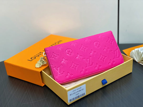 LV × TM Zipper Wallet Pink Gold Leather 329895