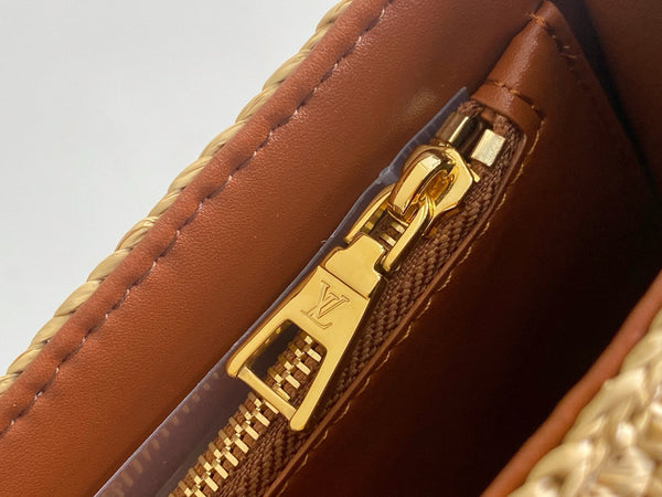 LV 2025 Twist PM Slim 19cm Beige Gold Raffia Leather 344001