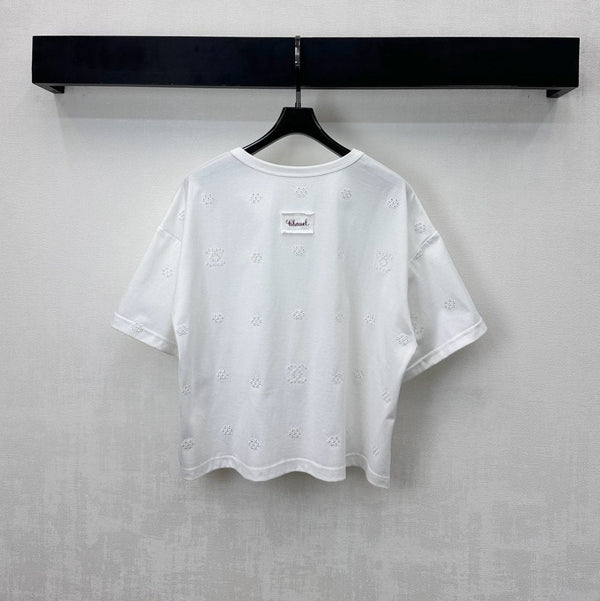 CC SS26 Laser-embroidered Cropped T-shirt White Cotton 350313