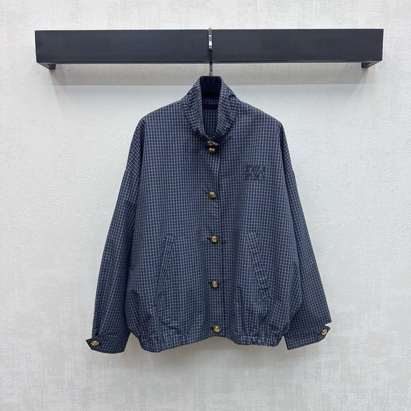 Miu Blouson Jacket Navy Blue Polyester Blend 349768