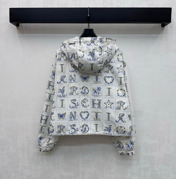CD 26s Monogrammed Hoodie Set White Navy Blue Polyester Fiber