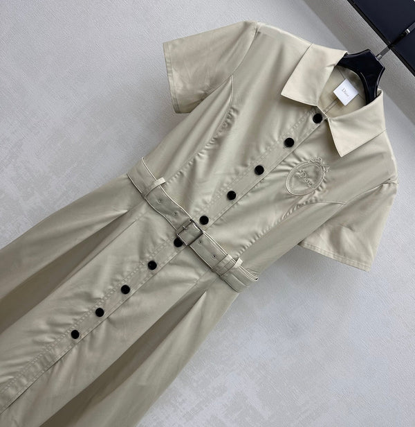 CD 26s Embroidered Logo Dress Beige Cotton Fiber 363826
