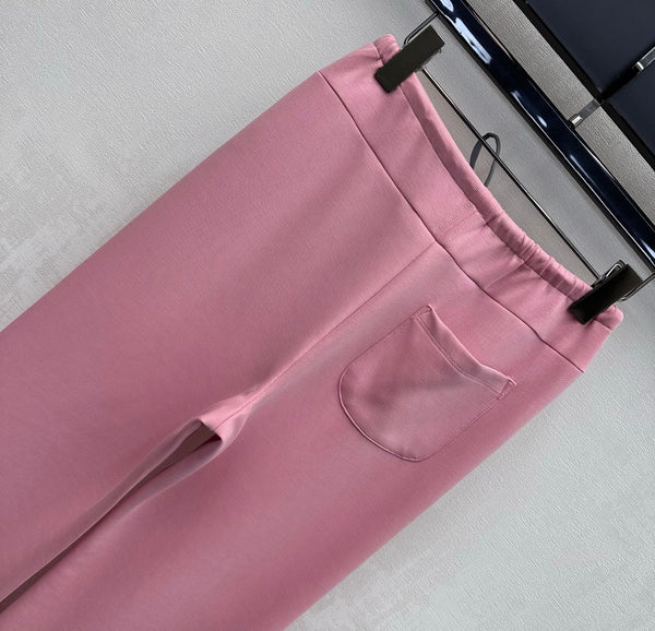 Miu 26s Drawstring Flared Trousers Pink Polyester 363801