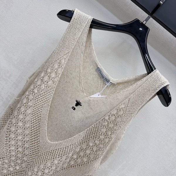 CD Patchwork Knitted Vest Sage Cotton 378372