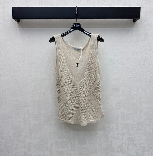 CD Patchwork Knitted Vest Sage Cotton 378372