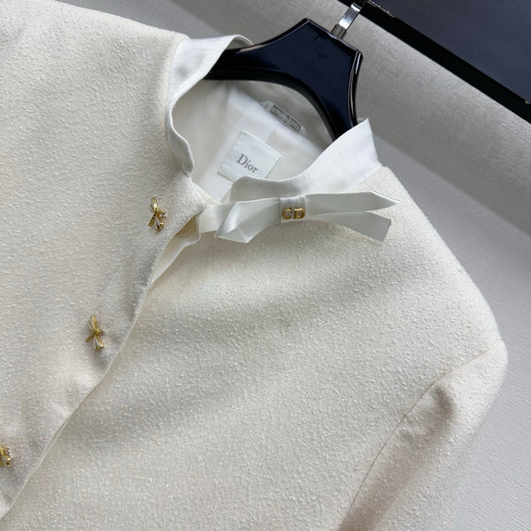 CD 26s Collarless Jacket Star Buttons Patch Pockets White Polyester Viscose Polyamide 427633