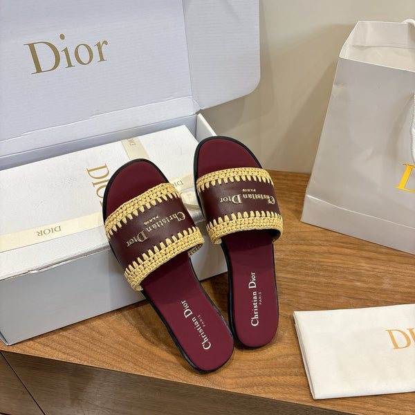 CD 26s Strappy Slippers Burgundy Leather 998643