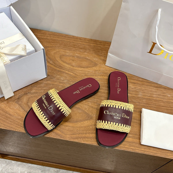 CD 26s Strappy Slippers Burgundy Leather 998643