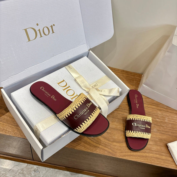 CD 26s Strappy Slippers Burgundy Leather 998643